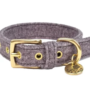 Collier pour chien - Tissu Design Gris foncé - Qualité Premium - Hydrofuge - Fabriqué en Italie