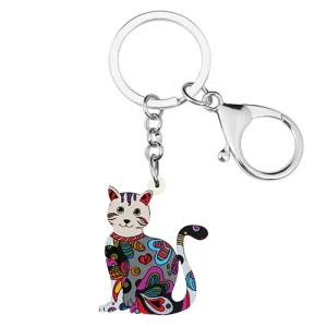 Porte Clé Chat Peinture