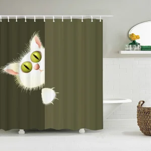 Rideau de Douche Chat Vert