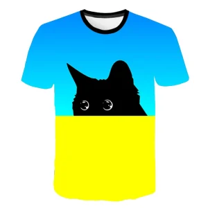 T-Shirt Chat Bleu et Jaune